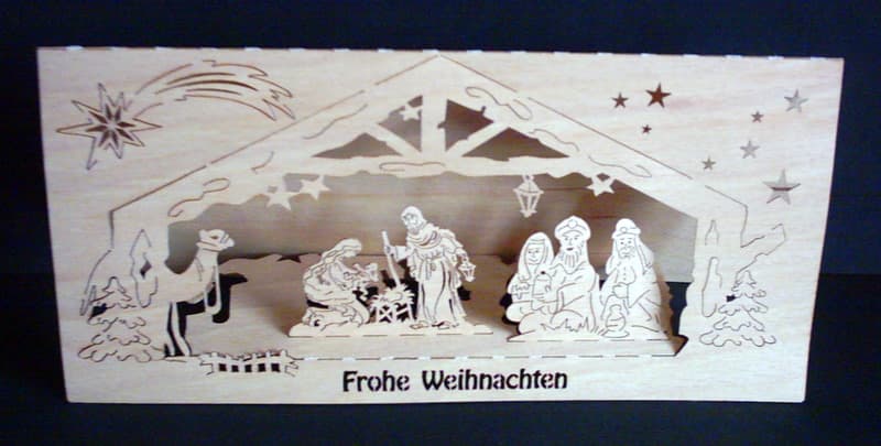 Funktionskarte aus Holz Frohe Weihnachten