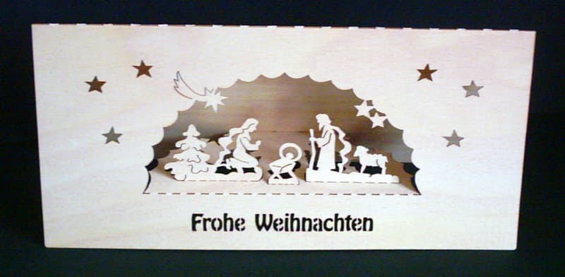 Funktionskarte aus Holz Frohe Weihnachten